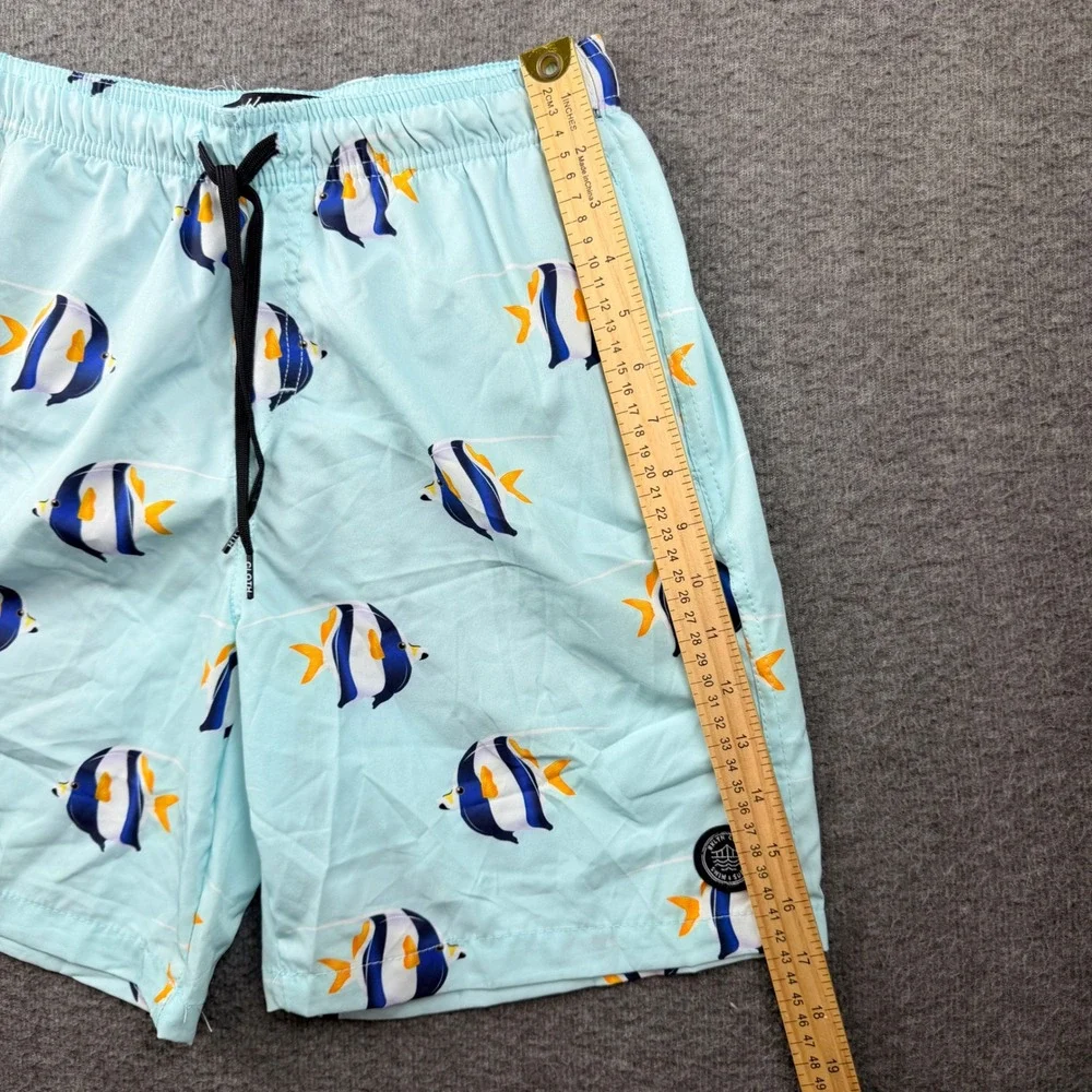 Brooklyn‎ Cloth Kent Ave Volley Swim Trunks Mens Small Light Blue Tropical Fish